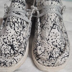 Hey Dude Black and White Splatter Moccasins